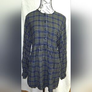 Vintage Announcements Maternity Tie Back Long Sleeve Peasant Top Shirt Sz S